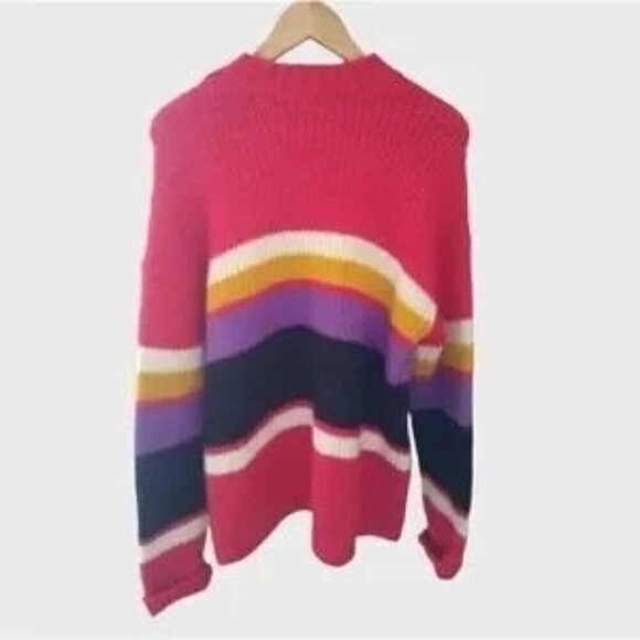 Nordstrom Stripe Wool Alpaca Chunky Oversized Knit Sweater Medium - Picture 4 of 9